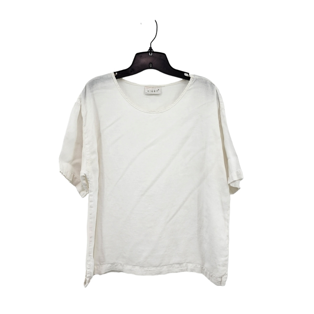 Kleen Women's 100% Linen Short Sleeves Relaxed Fit Top